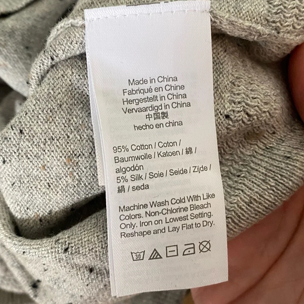 J CREW Sweater Men M Gray Cotton Silk Donegal Flecked Henley Pullover AZ956 - Picture 6 of 8